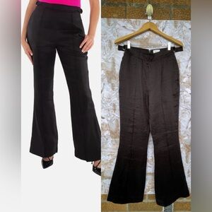 Aje Black Linen-Blend Elements Flared Pant, Brand Size 8